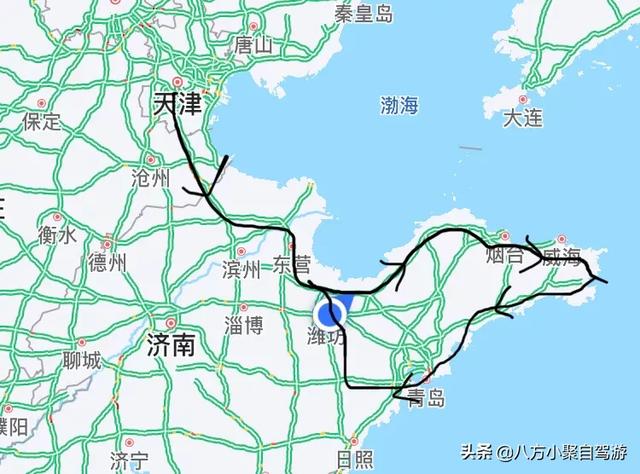 天津到山东半岛自驾游，求推荐景点线路（带老人孩子）谢谢？